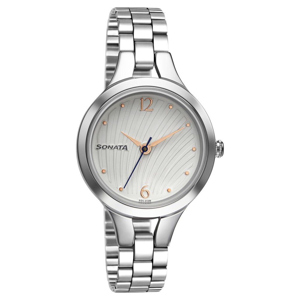 Sonata Workwear White Dial Women Watch With Stainless Steel Strap