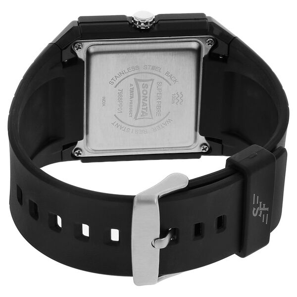 SF Quartz Analog Black Dial Plastic Strap Watch for Men - image number 3