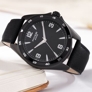 Sonata Poze Quartz Analog Black Dial Leather Strap Watch for Men