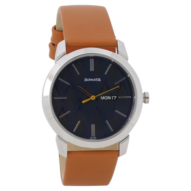 Knot Blue Dial Leather Strap Watch for Men