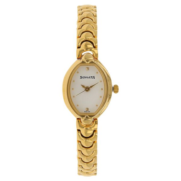 Sonata Quartz Analog White Dial Metal Strap Watch for Women - image number 0