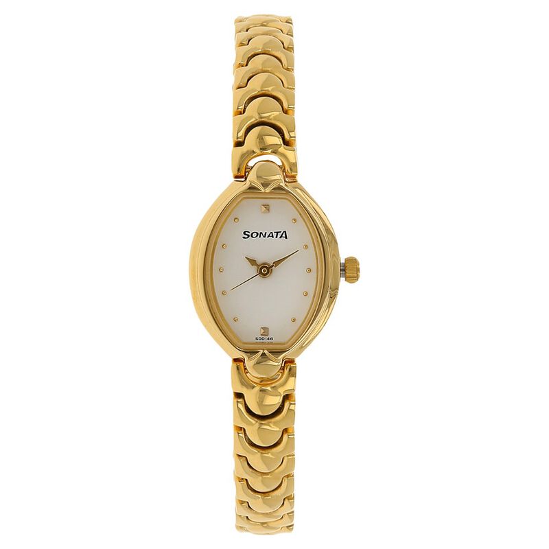 Sonata Quartz Analog White Dial Metal Strap Watch for Women