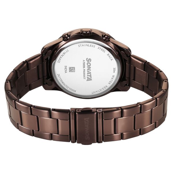 Sonata Chronos Quartz Analog with Date Brown Dial Brown Colour Stainless Steel Strap Watch For Men - image number 4