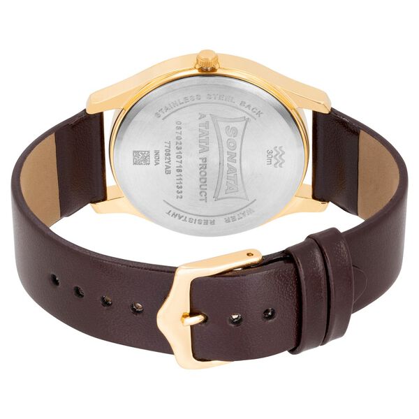 Sonata Quartz Analog with Day and Date White Dial Leather Strap Watch for Men - image number 4