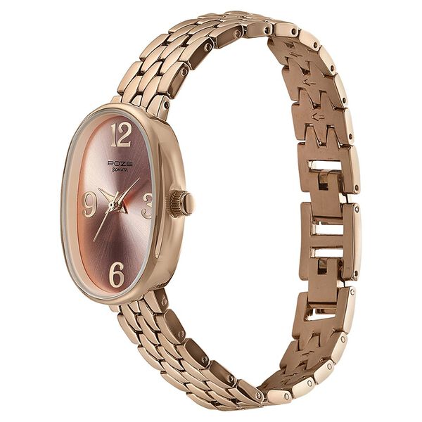 Sonata Poze Quartz Analog Rose Gold Dial Metal Strap Watch for Women - image number 3