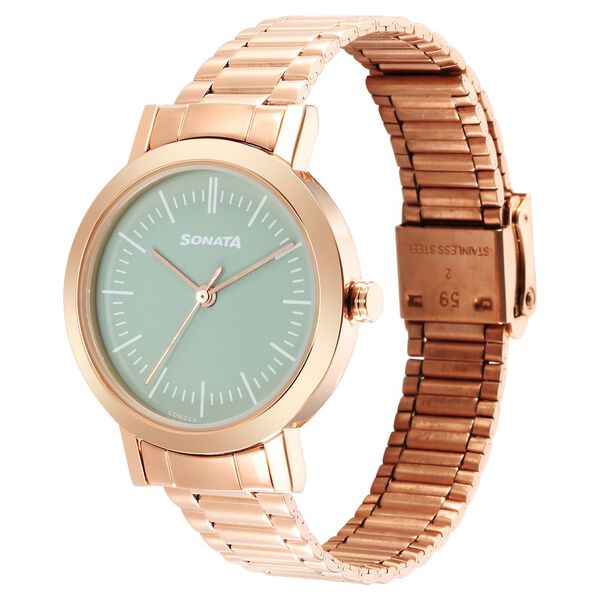 Sonata Ladies Essentials Green Dial Stainless Steel Strap Watch for Women - image number 1