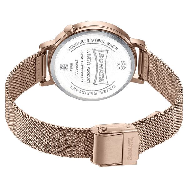 Sonata Elegent Essentials Quartz Analog White Dial Stainless Steel Strap Watch For Women - image number 4
