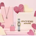 Poze By Sonata Quartz Analog Golden Dial Golden Metal Watch And Jewellery Combo For Women