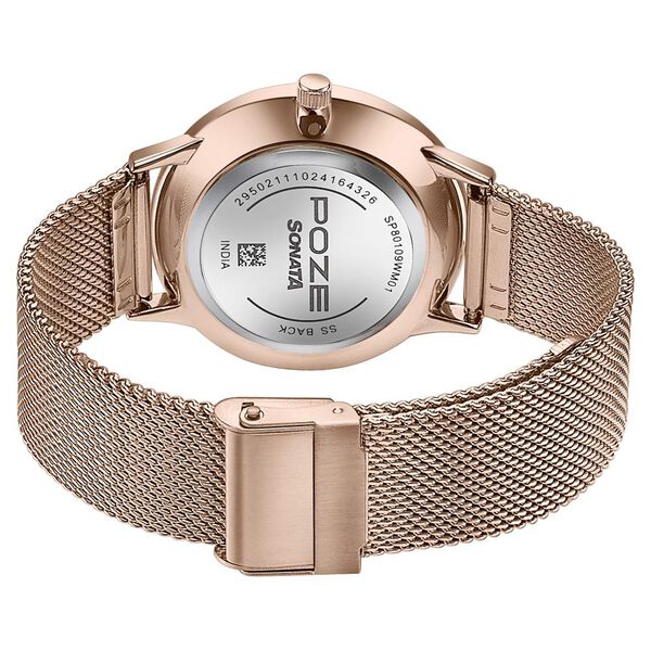 Sonata Poze Quartz Analog Pink Dial Metal Strap Watch For Women - image number 5