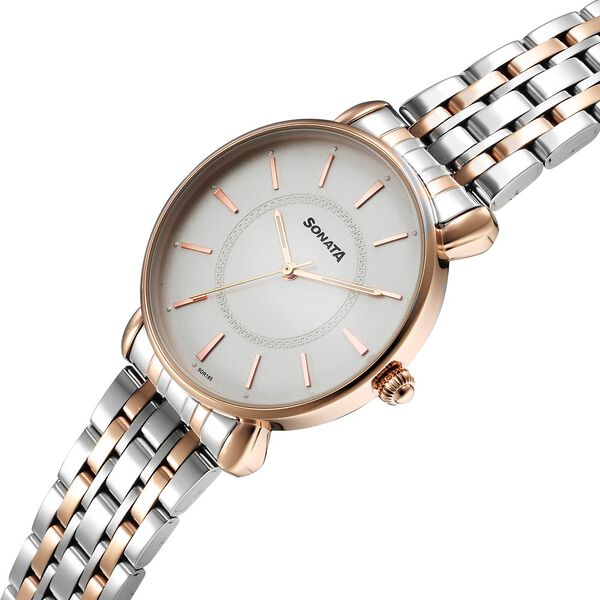 Sonata Wedding Quartz Analog Off White Dial Stainless Steel Strap Watch For Women - image number 1