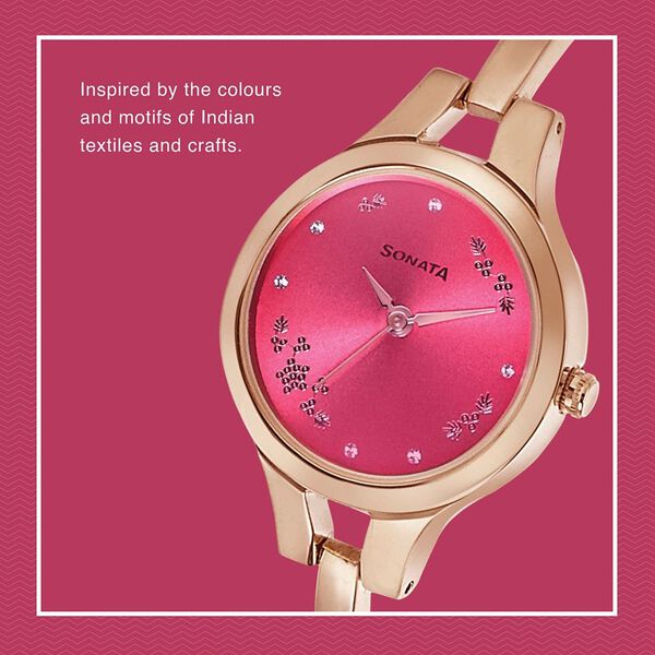 Sonata Wedding Pink Dial Women Watch With Stainless Steel Strap - image number 2