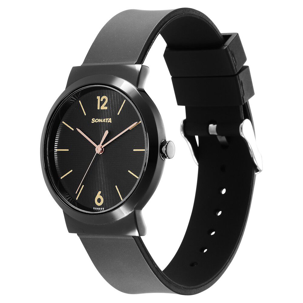 Sonata black watches for womens store