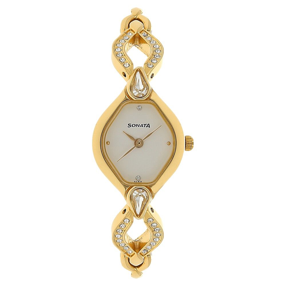 Sonata Quartz Analog White Dial Metal Strap Watch for Women