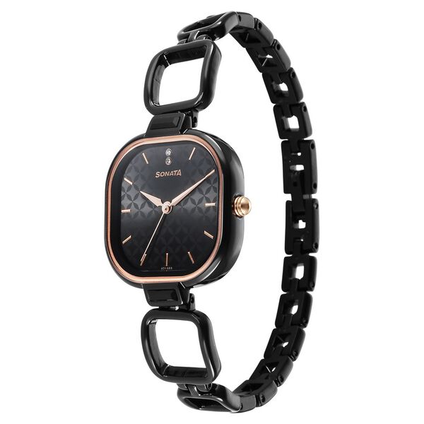 Sonata Wedding Quartz Analog Black Dial Metal Strap Watch for Women - image number 2