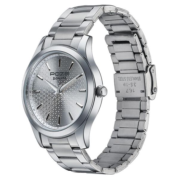 Sonata Poze Quartz Analog Silver Dial Metal Strap Watch For Men - image number 3