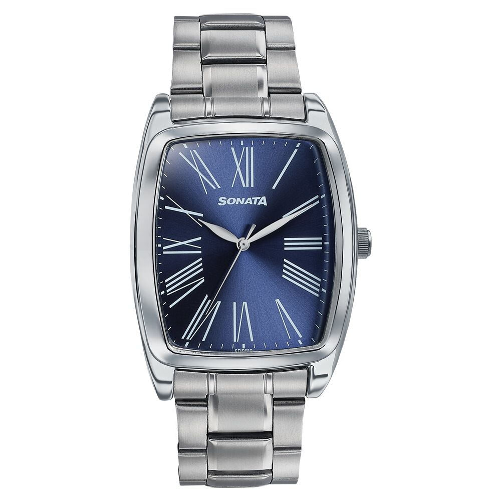 Sonata Ascent Blue Tonneau Watch with Metal Bracelet-image-32