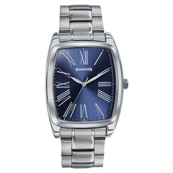Sonata Ascent Blue Tonneau Watch with Metal Bracelet - image number 0
