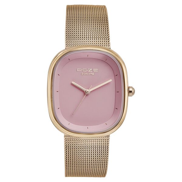 Sonata Poze Quartz Analog Pink Dial Mesh Strap Watch for Women - image number 1