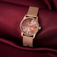 Sonata Poze Quartz Analog Rose Gold Dial Mesh Strap Watch for Women - image number 0