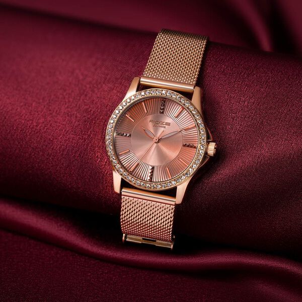 Sonata Poze Quartz Analog Rose Gold Dial Mesh Strap Watch for Women - image number 0