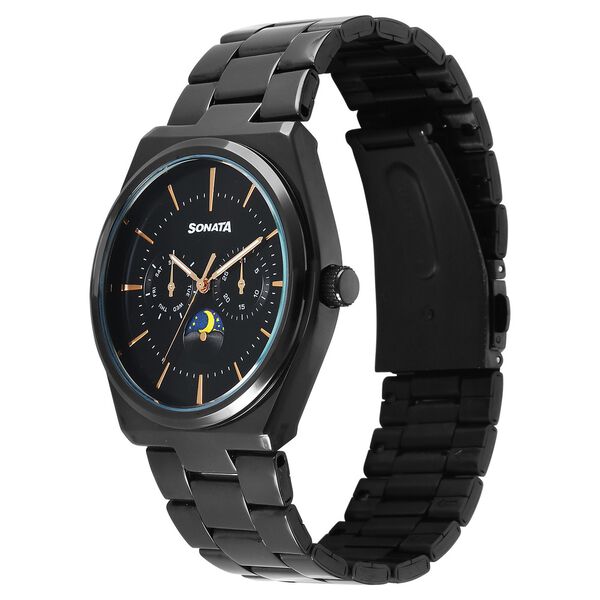 Sonata Festive Quartz Analog Black Dial Metal Strap Watch For Men - image number 1