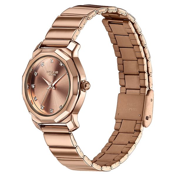 Sonata Poze Quartz Analog Rose Gold Dial Rose Gold Metal Strap Watch For Women - image number 4