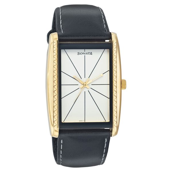 Sonata Quartz Analog Silver Dial Leather Strap Watch for Men - image number 0