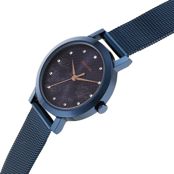 Sonata Quartz Analog Blue Stainless Steel Strap for Women - image number 2