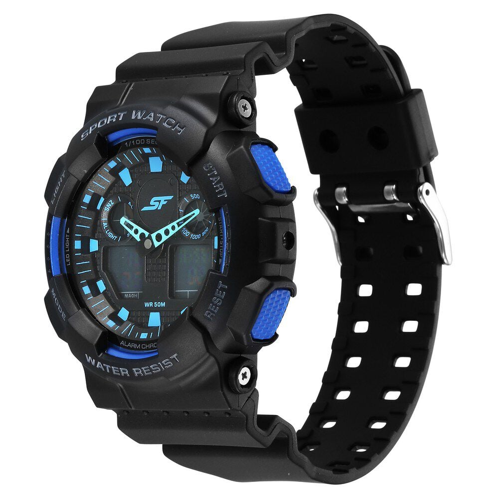 Buy Online SF Vigour Quartz Digital Analog Digital Black Dial With Black Color Plastic Strap Watch For Unisex 87058pp01 p Sonata