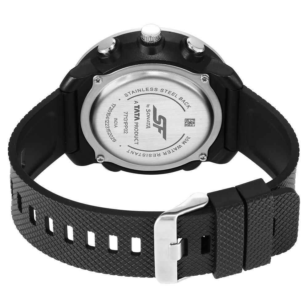 Buy Online SF Zest Quartz Analog Digital Dial Black Polyurethane Strap Watch For Men 77131pp02w p Sonata
