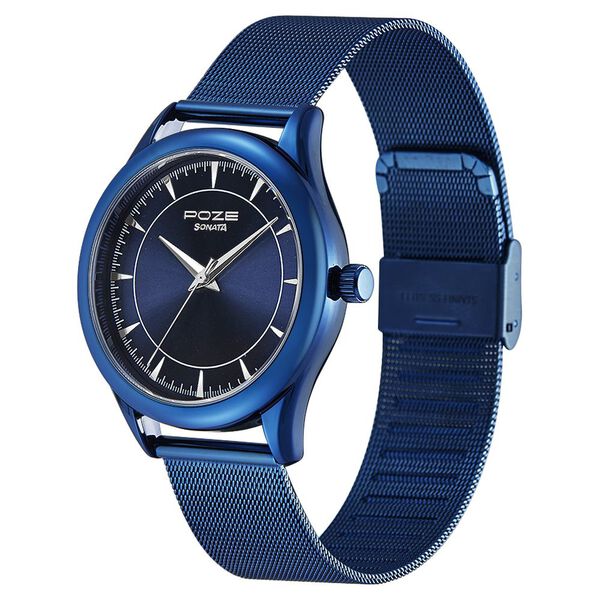 Poze by Sonata Quartz Analog Blue Dial Stainless Steel Strap Watch for Men - image number 2