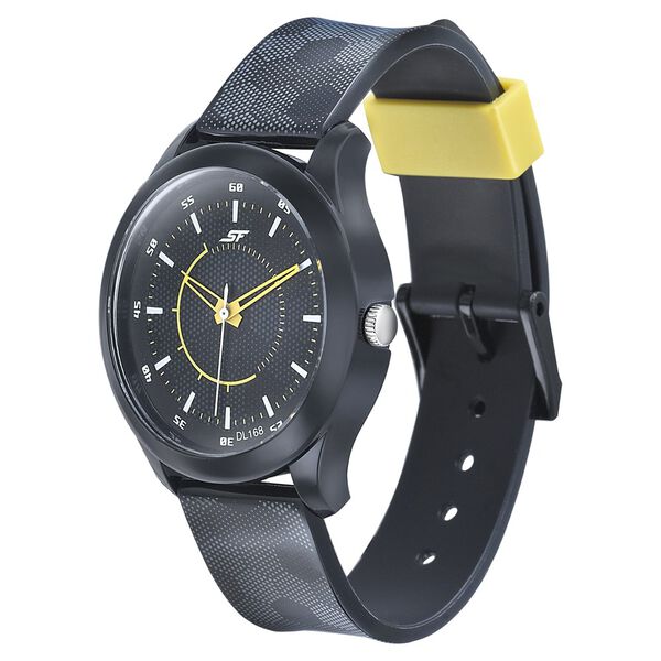 SF Quartz Analog Black Dial PU Strap Watch for Men - image number 1