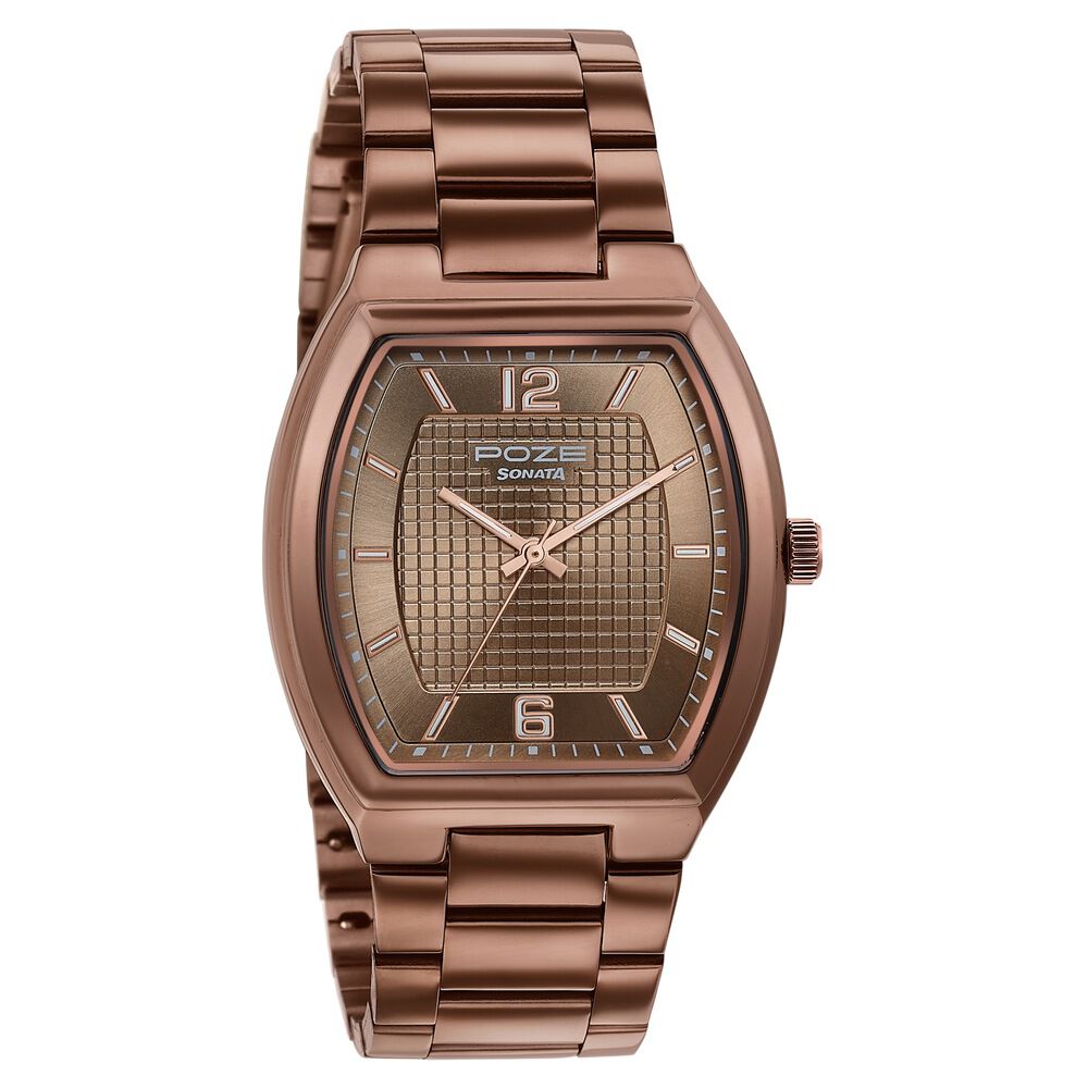 Buy Online Poze By Sonata Quartz Analog Brown Dial Brown Metal