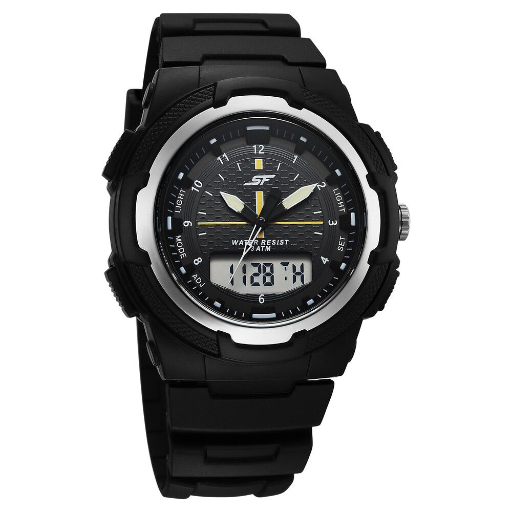 SF Maverick Quartz Digital Ana Digi Black Dial PU Strap Watch For Men-image-27