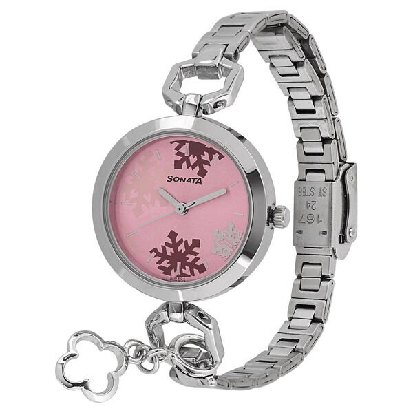 Sonata Charmed Pink Dial Women Watch With Stainless Steel Strap - image number 1