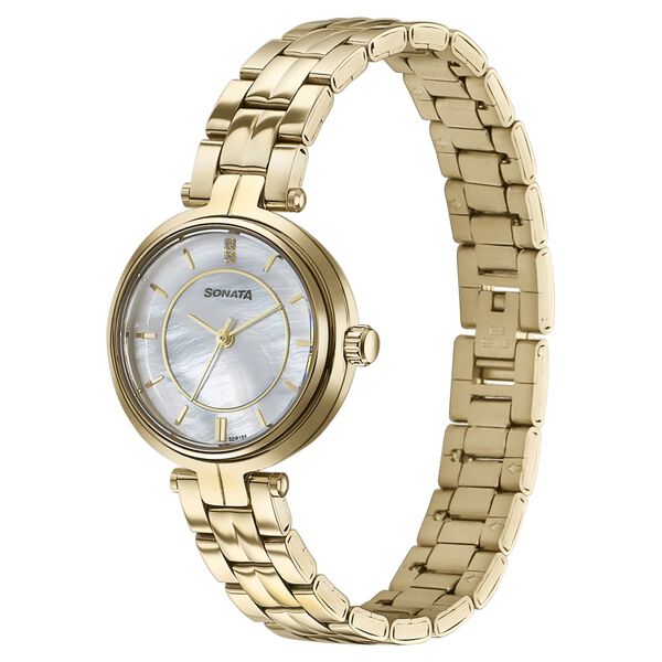 Sonata Wedding Quartz Analog Off White Dial Stainless Steel Strap Watch For Women - image number 2