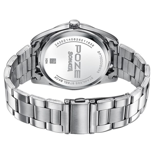 Sonata Poze Quartz Analog Blue Dial Silver Stainless Steel Strap Watch For Men - image number 6