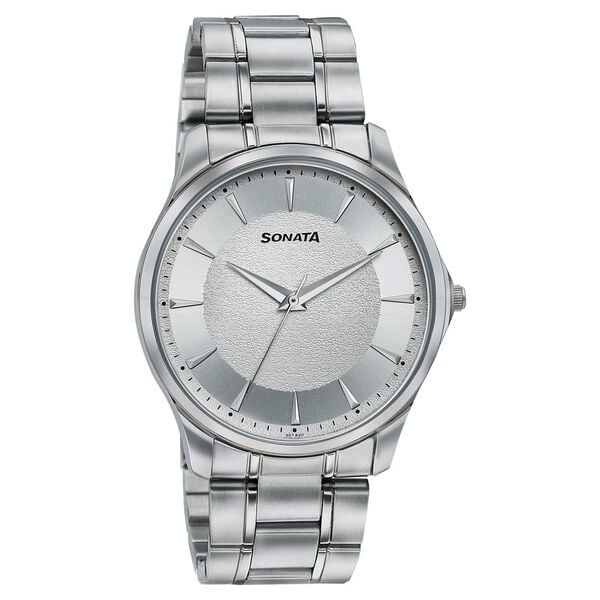 Sonata Traditional Essentials Silver Dial Stainless Steel Strap Watch - image number 1