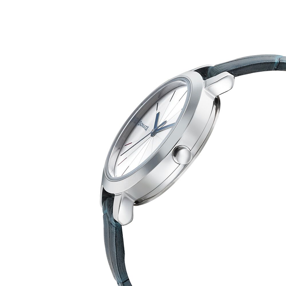 Buy Online Sonata Quartz Analog Silver Dial Leather Strap Watch for Women nr8141sl02 Sonata