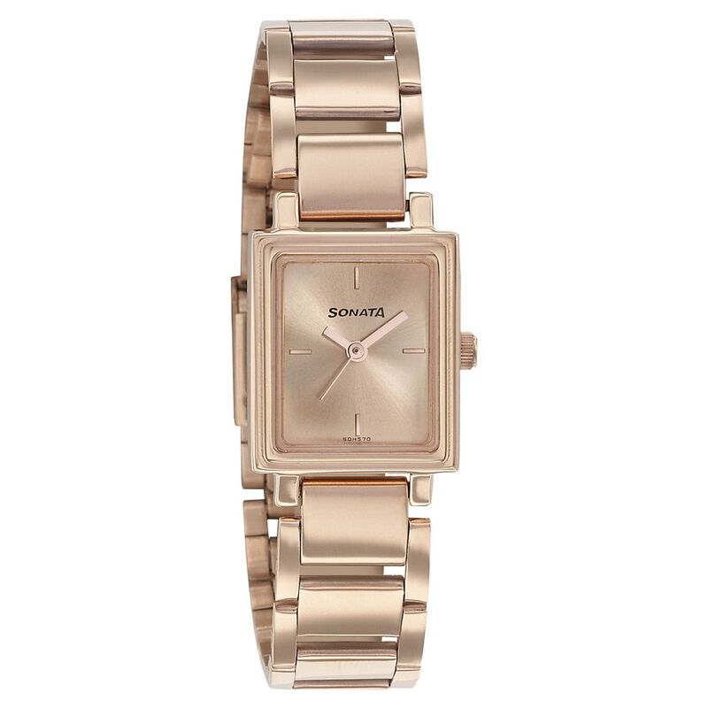 Sonata Blush Rose Gold Dial Women Watch With Stainless Steel Strap - image number 0
