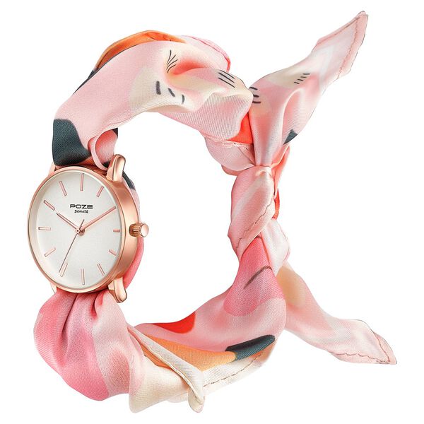 Sonata Poze Quartz Analog White Dial Multicoloured Colour Fabric Strap Watch For Women - image number 4