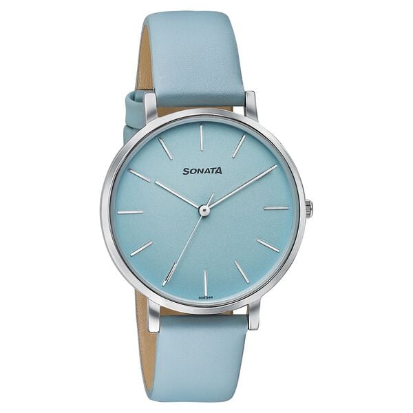 Sonata Pastel Play Quartz Analog Blue Dial Leather Strap Watch For Women - image number 2