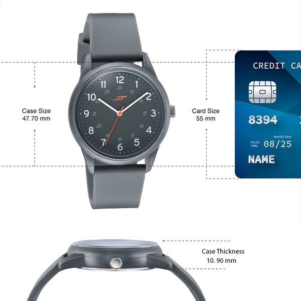 Sonata SF Field watch Quartz Analog Black Dial Grey Silicone Strap Watch For Men - image number 3