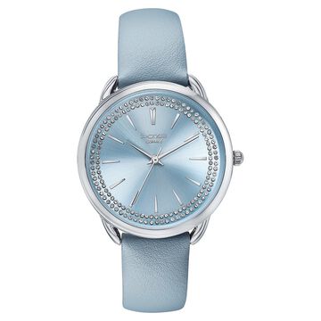 Sonata Poze Quartz Analog Blue Dial Leather Strap Watch For Women