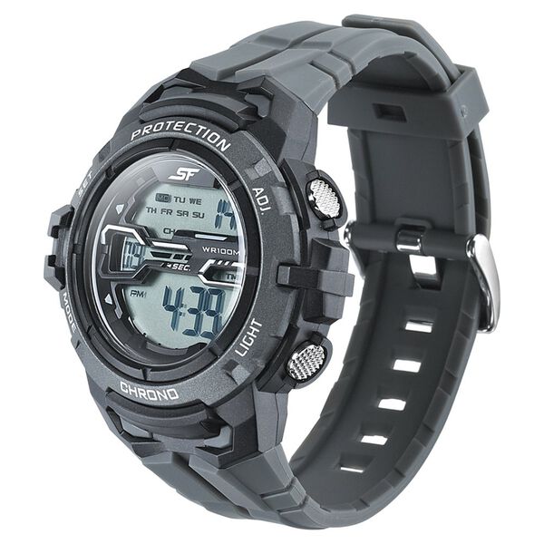 SF Digital Dial Grey PU Strap Watch For Men - image number 1