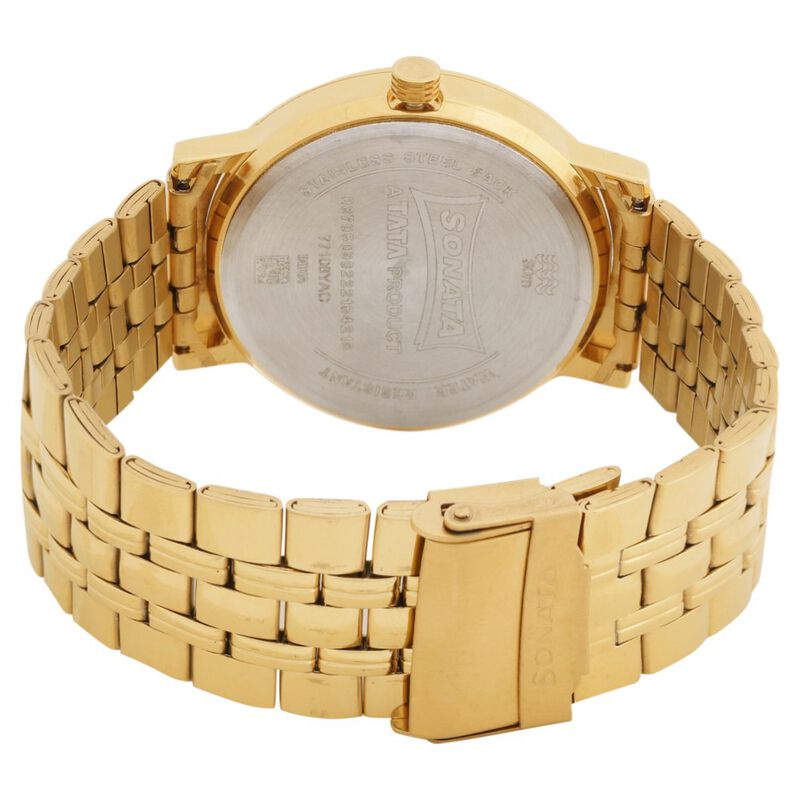 Buy Online Sonata Quartz Analog with Day and Date Golden Dial