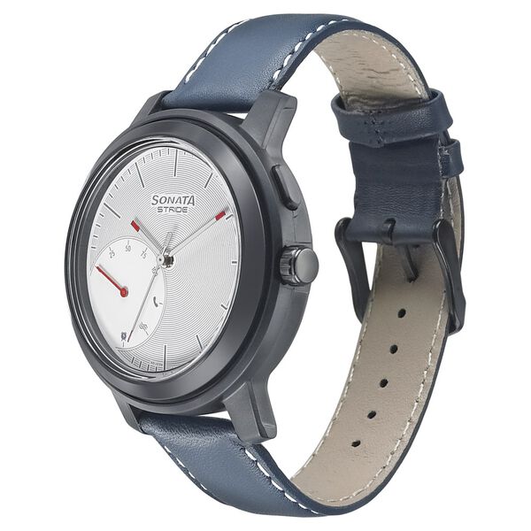 Sonata Stride Smart White Dial Leather Strap Watch for Men - image number 1