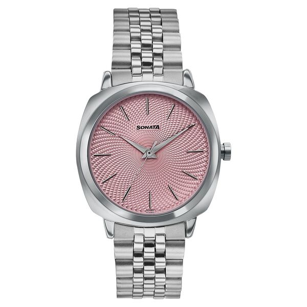 Sonata Vector Dusty Rose-Tone Dial Silver-Tone Bracelet Watch for Men - image number 1