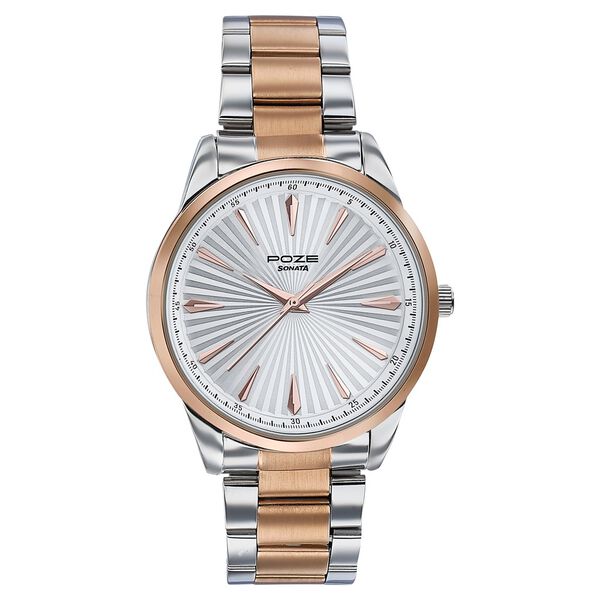 Sonata Poze Quartz Analog Silver Dial Metal Strap Watch For Men - image number 1