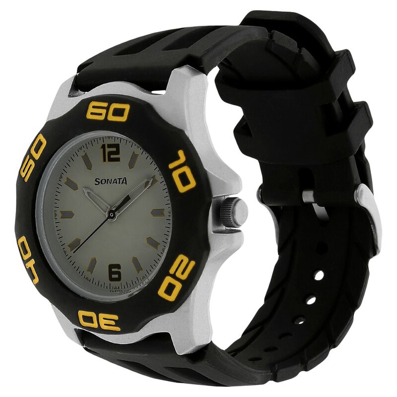 SF Quartz Analog White Dial Plastic Strap Watch for Men - image number 1